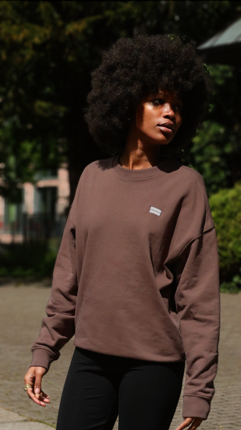 Organic Oversized Crew - Cocoa Stone