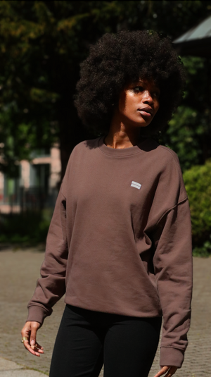 Organic Oversized Crew - Cocoa Stone