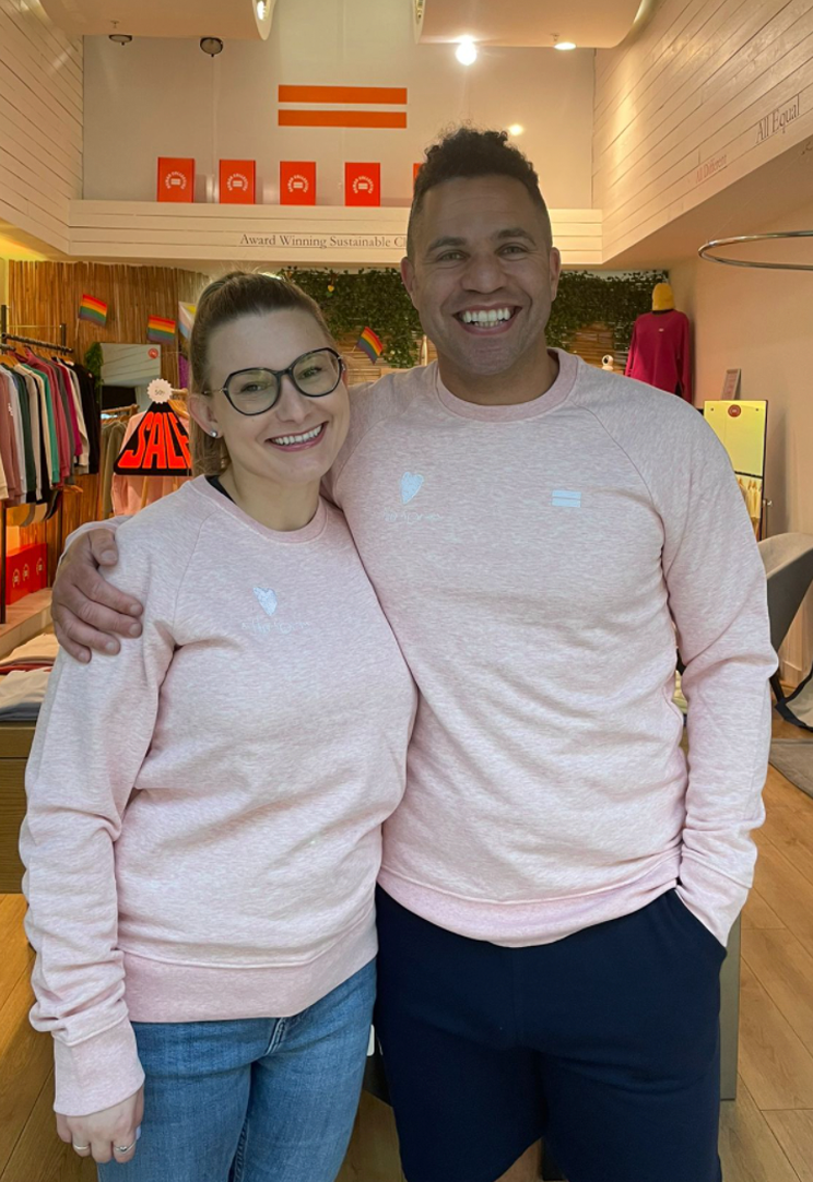 Adult 'Hug For You' - Cream Heather Pink Crew