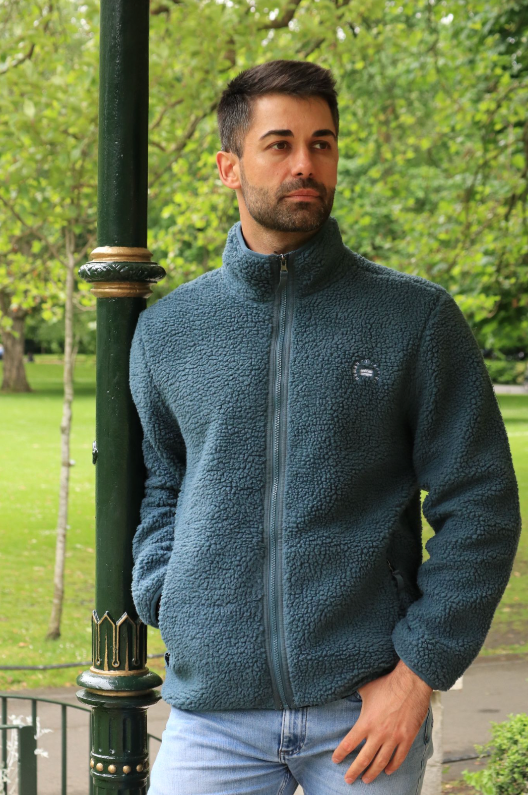 Men's Full Zip Fleece - Pine Green