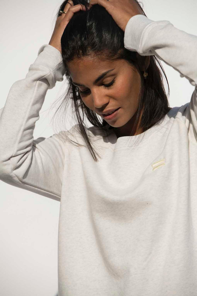 The Fitted Crew - Cream Grey Melange - wearehumancollective.com